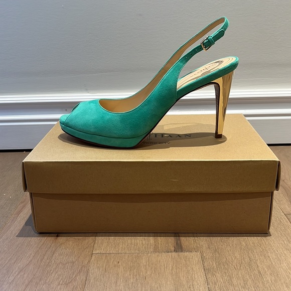 Cole Haan Teal Chelsea Slingback Pumps - Picture 5 of 8
